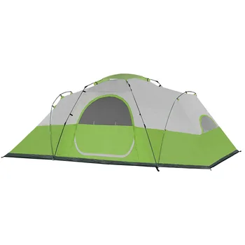 Large 4-6 Person Family Camping Tent with Sunshade Canopy Waterproof Fiberglass Pole Outdoor Shelter