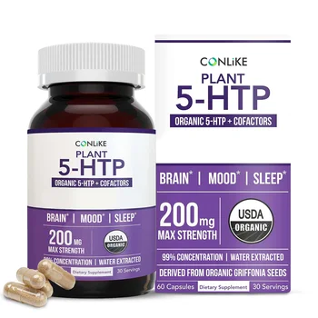 Organic 5-HTP - 200 mg | 99% 5HTP concentration supports mood, cognition, and healthy sleep 60 Capsules