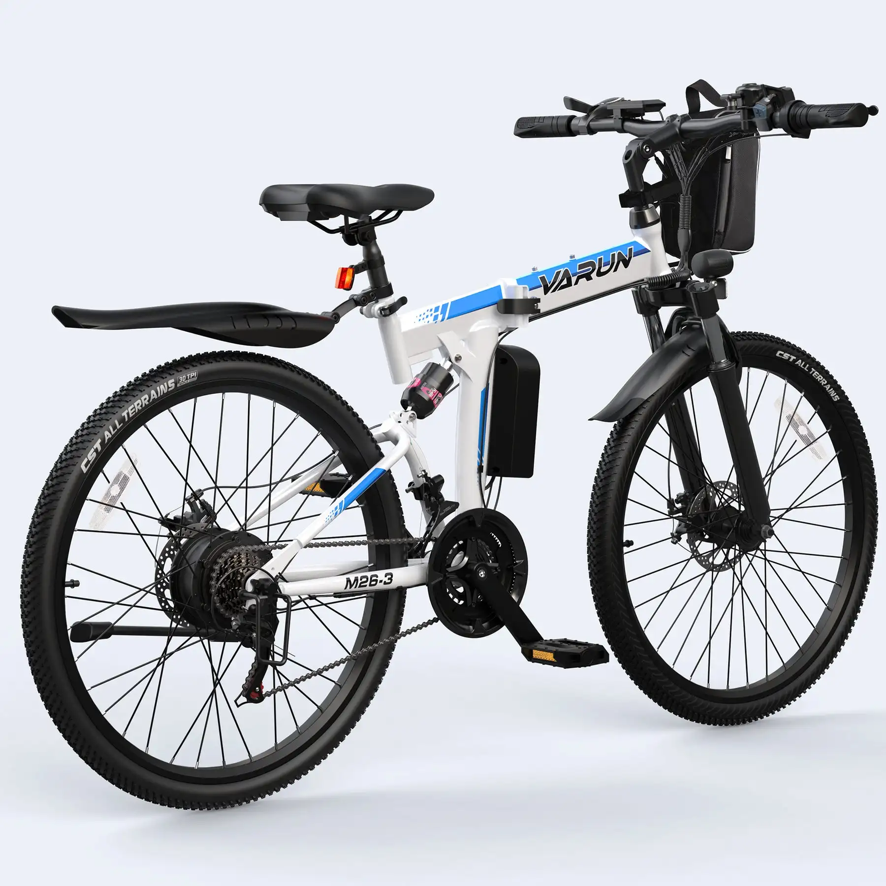 VARUN M26 Storm White Foldable Electric Mountain Bike Central 250W Bafang M620 48V/36V Options 60km Carbon for Off-Road Use