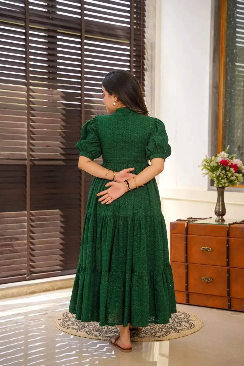 Green Georgette Gown with Floral Digital Print - Party Wear Green Georgette Gown with Floral Digital Print - Party Wear
