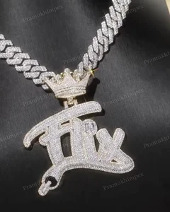 Custom Order Silver Moissanite Pendant Necklace Personalized Letter Pendant GRA Certified Moissanite Jewelry For Men And Women