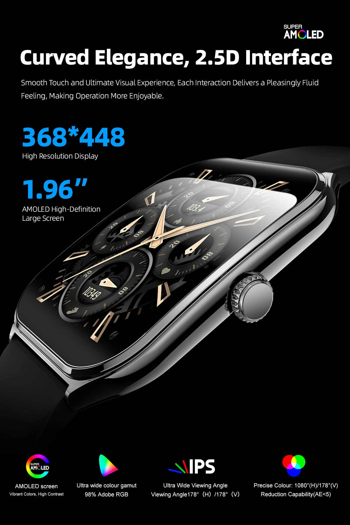 Maxtop Custom Logo Display Phone Call Outdoor Rugged Amoled Full Touch Screen Sport Smart Watch