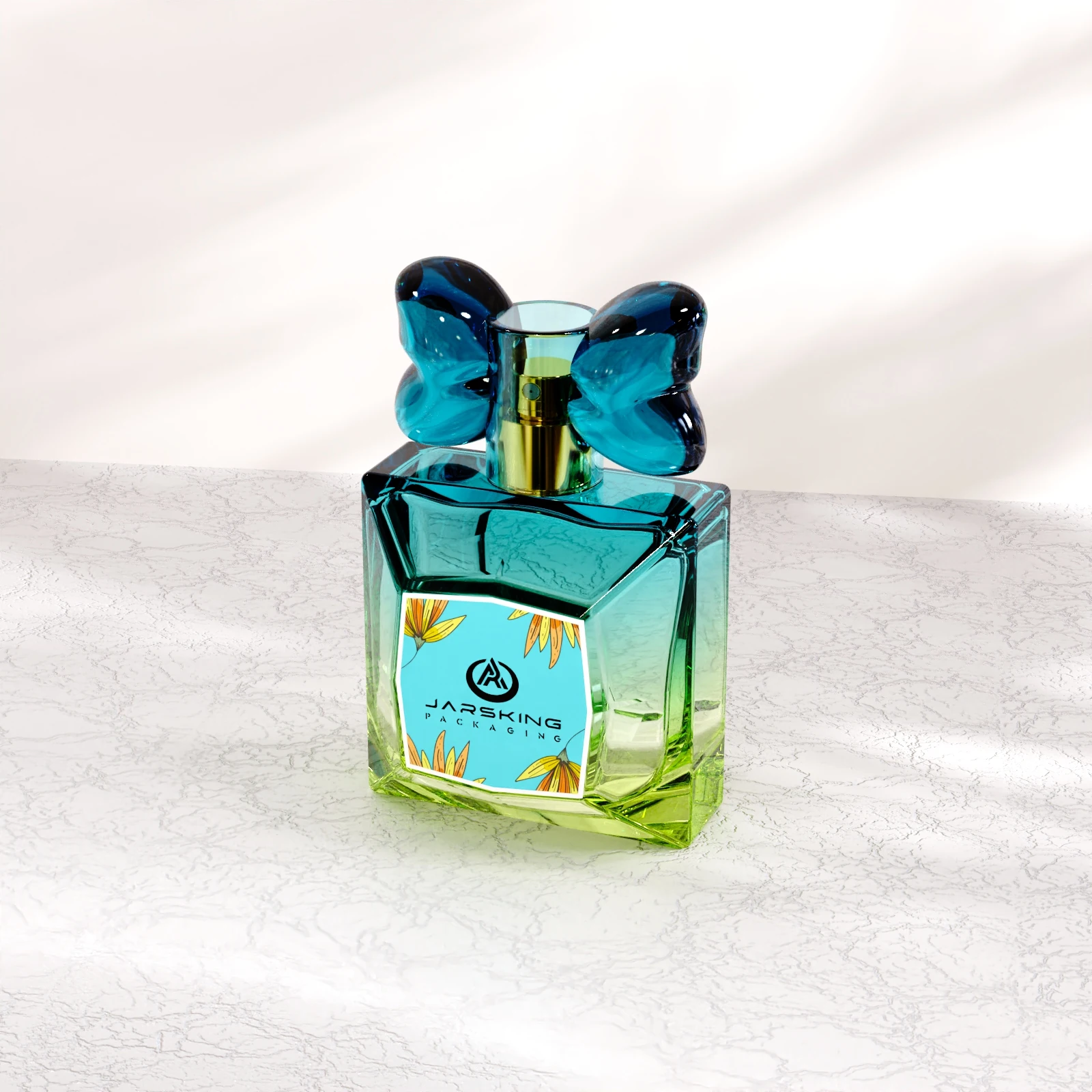 30ml 50ml 100ml Custom Printing Luxury Colorful square Shape Women Empty Sprayer Packaging Perfume Glass Bottle with Bow Tie Cap
