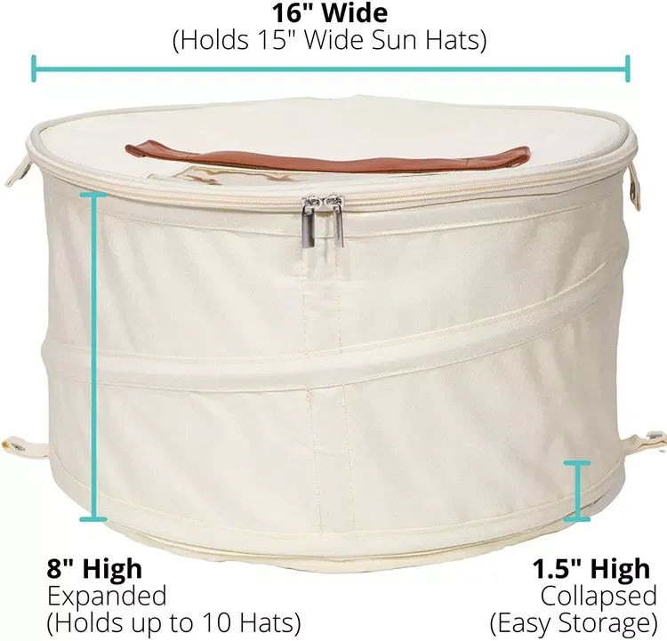Foldable Large Hat Travel Case Stackable Round Popup Container Hat