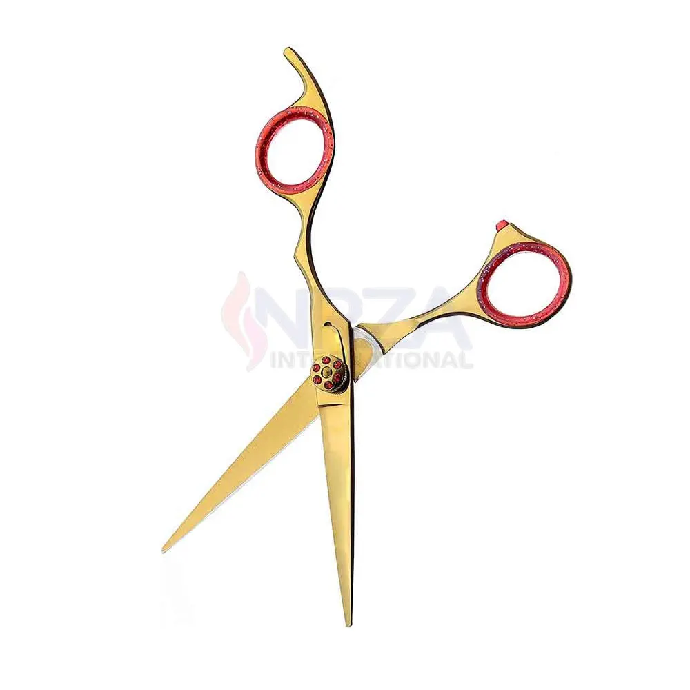 Professional Quality Barber Hair Cutting Scissor Red And Golden Color