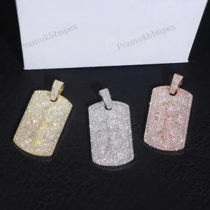 VVS D Moissanite Diamond S925 Sterling Silver Rose Gold Plated Fully Iced Hip Hop Cross Charm Dog Pendant Party Wholesale Price