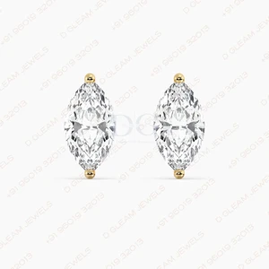 Four Prong Marquise Lab Diamond Stud Earrings Square Profile Diamond Stud Earrings for Engagement Parties and Gifts