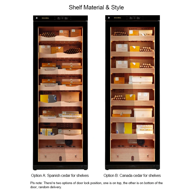 No Frost 7 Layers Trays Spanish Canada Cedar Electronic Electric Climate Control Raching Cigar Humidor Cabinet