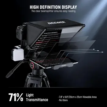 Neewer Teleprompter X14 III with RT113 Remote/App Control, 45 Tilt 14" Beamsplitter All Metal Frame Upgraded Camera Mount QR detail image