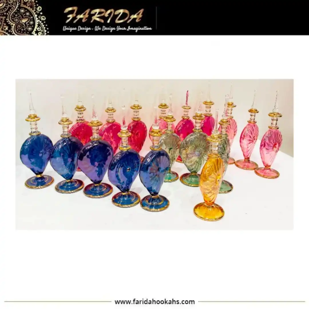 Unique Hand Blown Glass and Crystals Forming Unique Egyptian Designer Luster Soft Colors Glass Perfume Bottles Manufacturer
