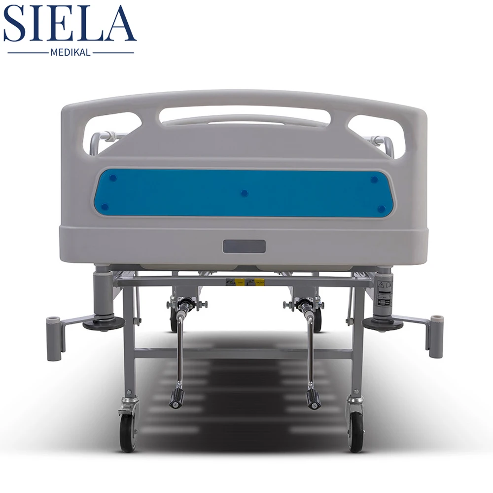 Cheap And Mechanical Hospital Bed With Two Cranks And Folding Side Rail