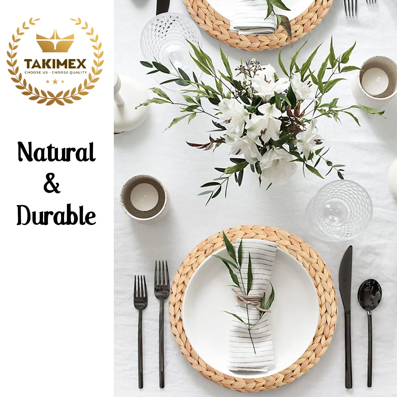 Amazon Top Selling 2024 Water Hyacinth Round Carpets Table Mats Water