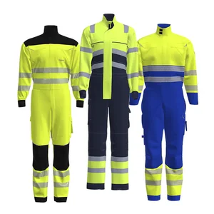 Anti-static Flame Resistant Men Mining Hi Vis Safety Uniforms Reflective Workwear Fire Proof Retardant FRC FR Overall Coveralls
