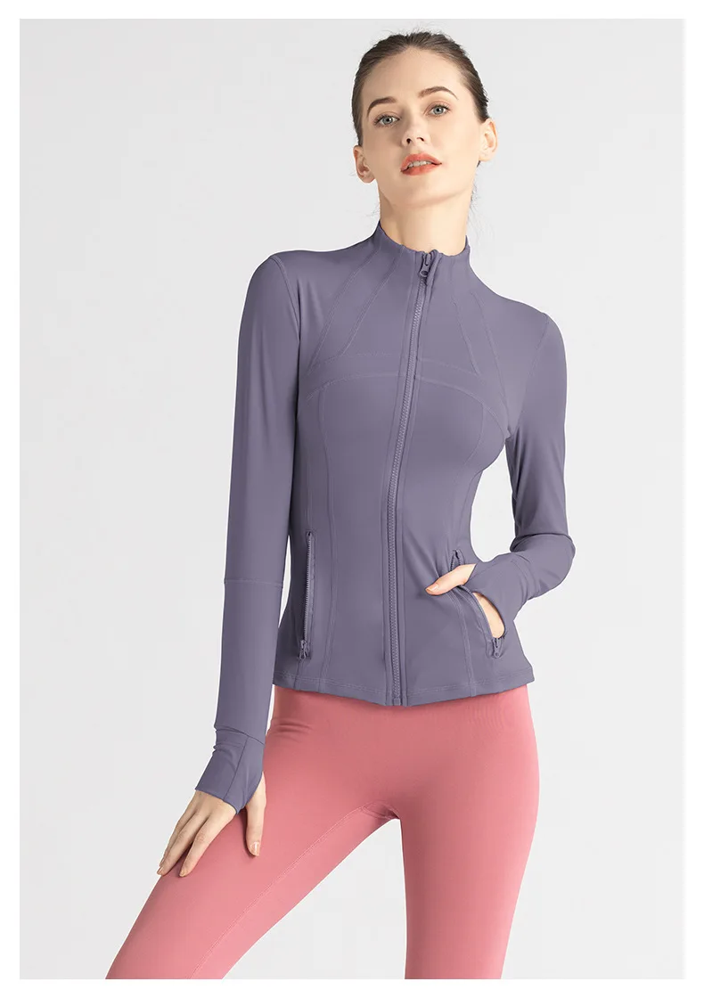 2024 New Trend Gym Yoga running Top Slim Fit Long Sleeve Women's Sports Jacket with Thumbhole