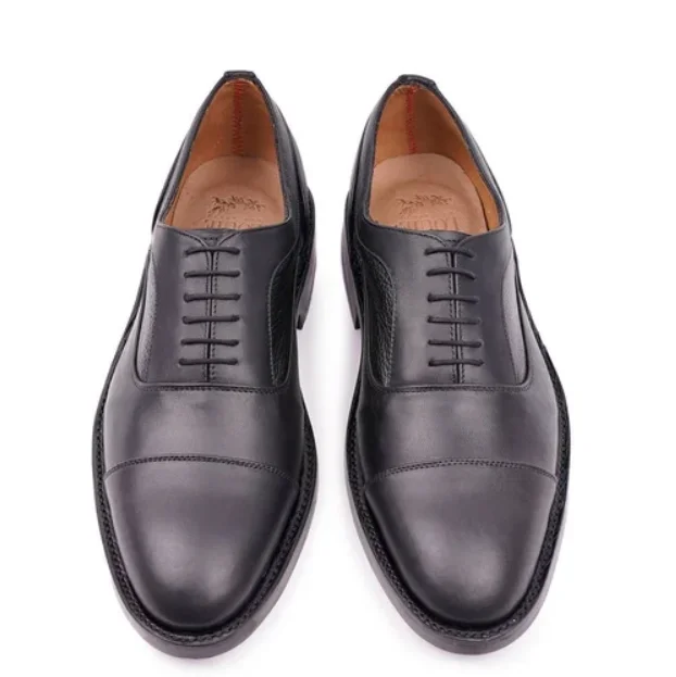 Men's Comfortable Soft Cow Hide Leather Derby Shoes Pointed Toe Design with Lace-Up Closure for Autumn Weddings Dress Shoes Gift