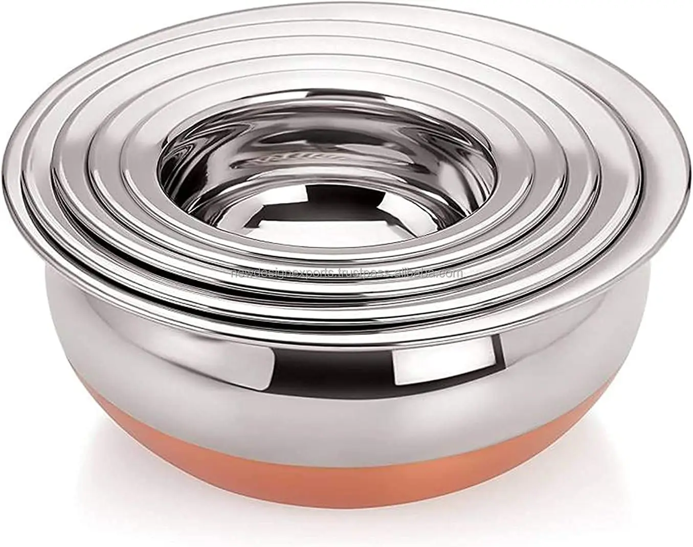 Indian Serving Handi 5 Pcs Set  Copper Bottom Stainless Steel Cooking Pot Biryani Punjabi Kitchen Serving Bowl
