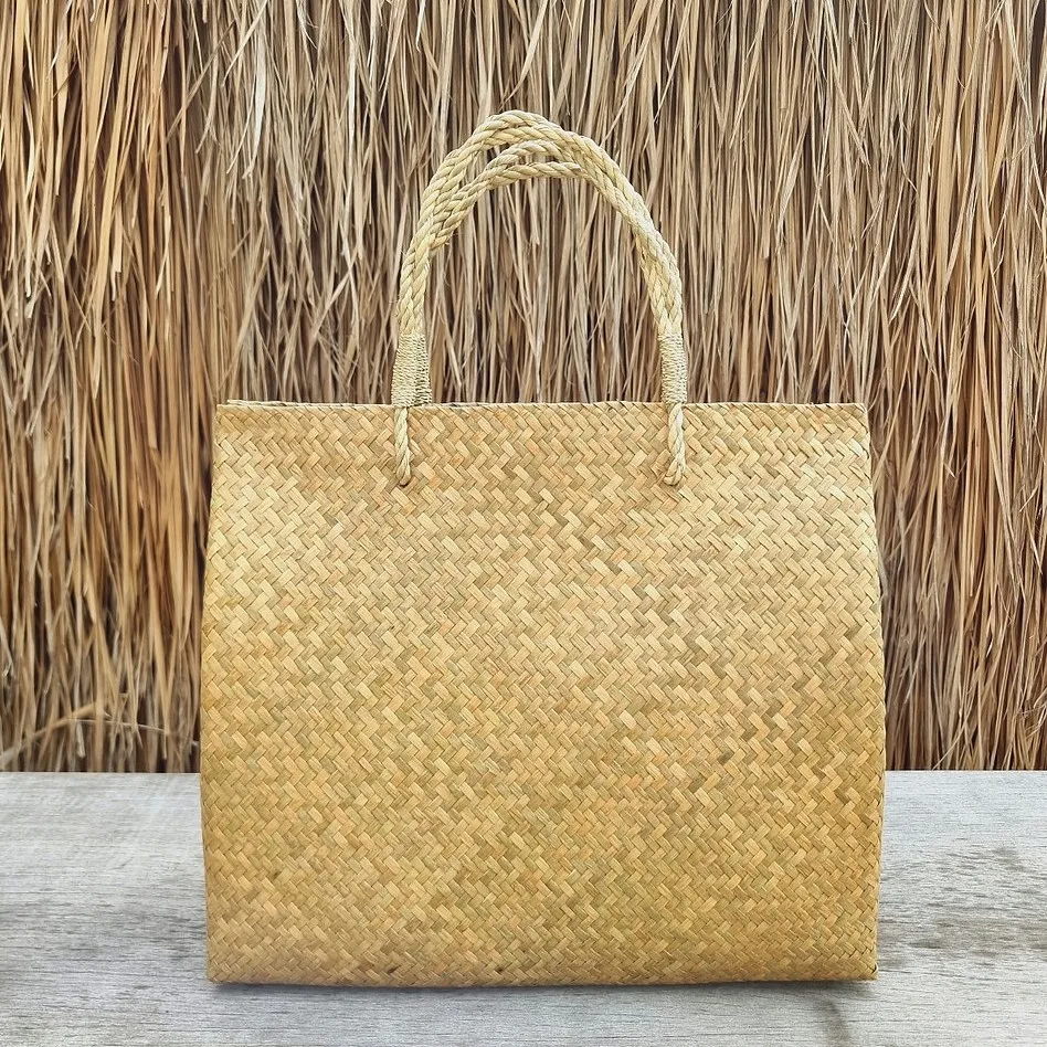 Summer Beach Outdoor Straw Sea Grass Weaving Shopping Bag Natural Raffia  Handbag Cheap Price Straw Seagrass Bags