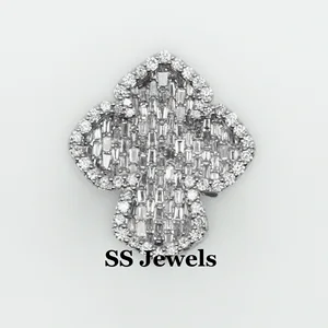 Custom VVS Moissanite Baguette Cut 925 Sterling Silver Rhodium Plated Jesus Cross Religious Chandelier Motif Christmas Gift Ring
