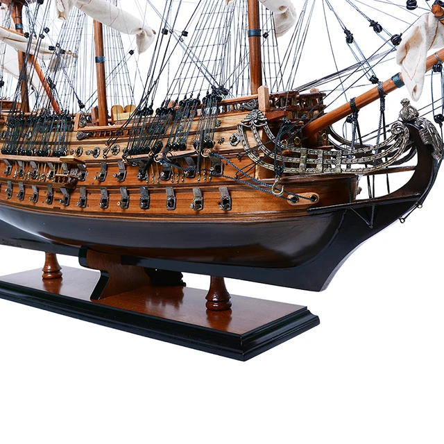 Wooden San Felipe Ship Model from Vietnam for Home Decoration Gift Item Handmade Wood Craft Display Boat (71.1Lx24.1Wx66H Cm)