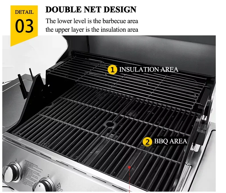 Factory Direct Sales 4 Burner Gas Grill Outdoor Stainless Steel 4 + 1