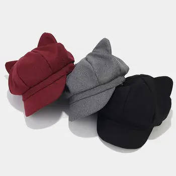 Women's Vintage Octagonal Cat Ears Newsboy Hat Warm Cabbie Gatsby Painter Cap for Casual Party Daily Outdoor and Travel