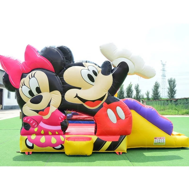 Commercial Mickey Mouse Inflatable Bouncers Jumping Castles with Slide Combo for Kids