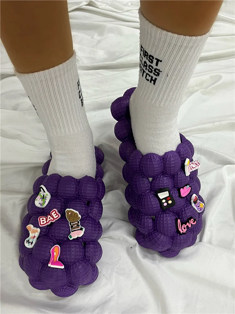 Bubble Slides Charm Rhinestone Slippers Comfort Platform Foot Massage