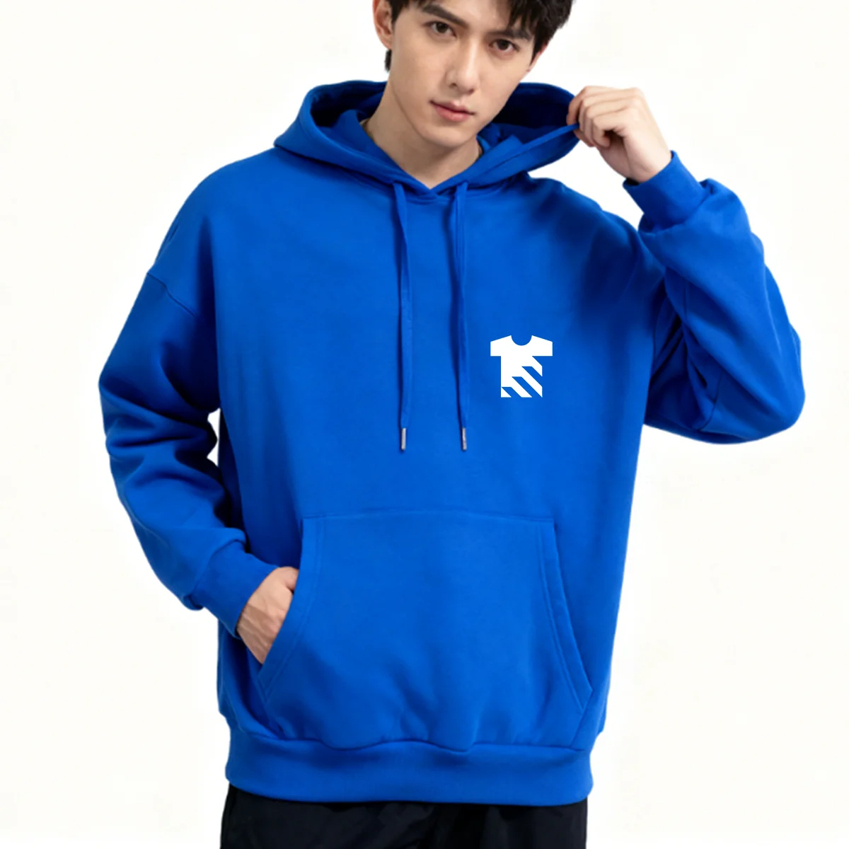 Wholesale 310 GSM Thick Fleece Oversize Boxy Fit Drop Shoulder Men Puff Printing Hoodie Sweatshirt