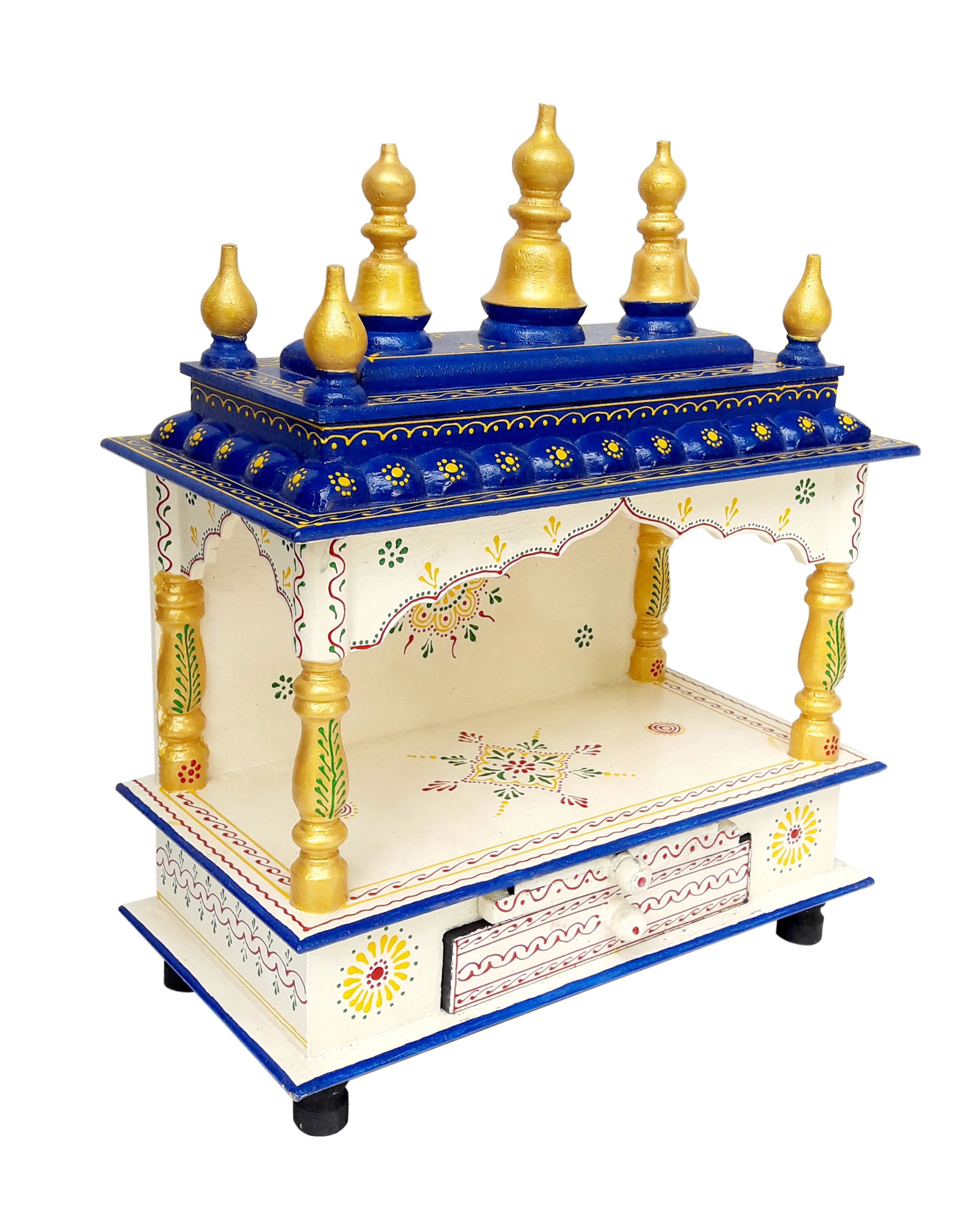 Indian Wooden Temple Jodhpuri Handcrafted Mandir Pooja Ghar Mandapam For Worship Indian