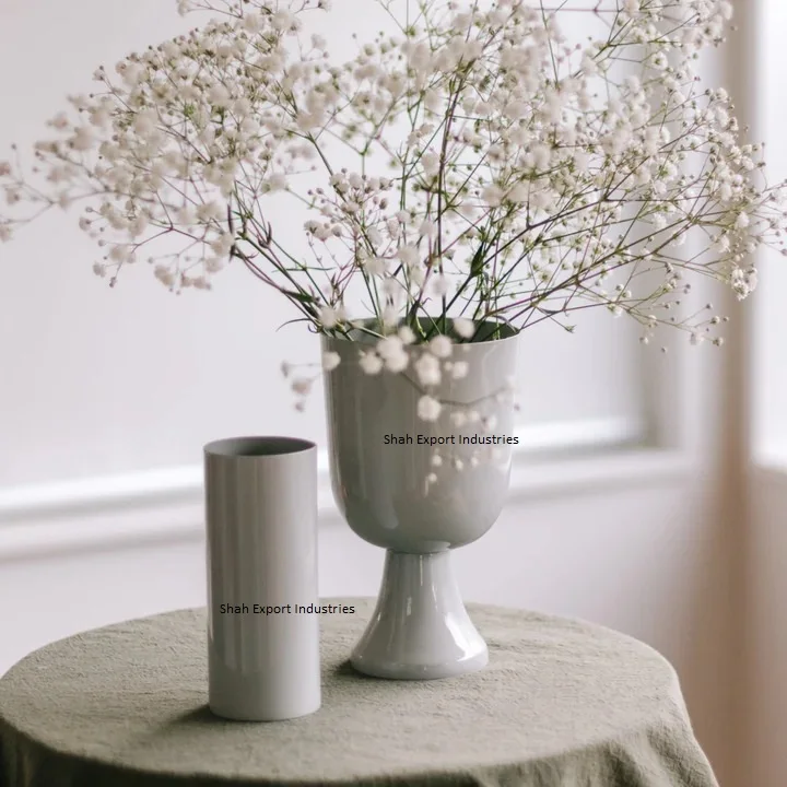 White Marble Ceramic Hexagon Geometric Flower Vase – Decorzee