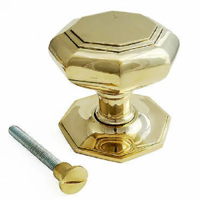 Vintage Solid Brass Octagonal Centre Door Knob Pull Handle On Rose Center Door Knob Custom Metal 8377