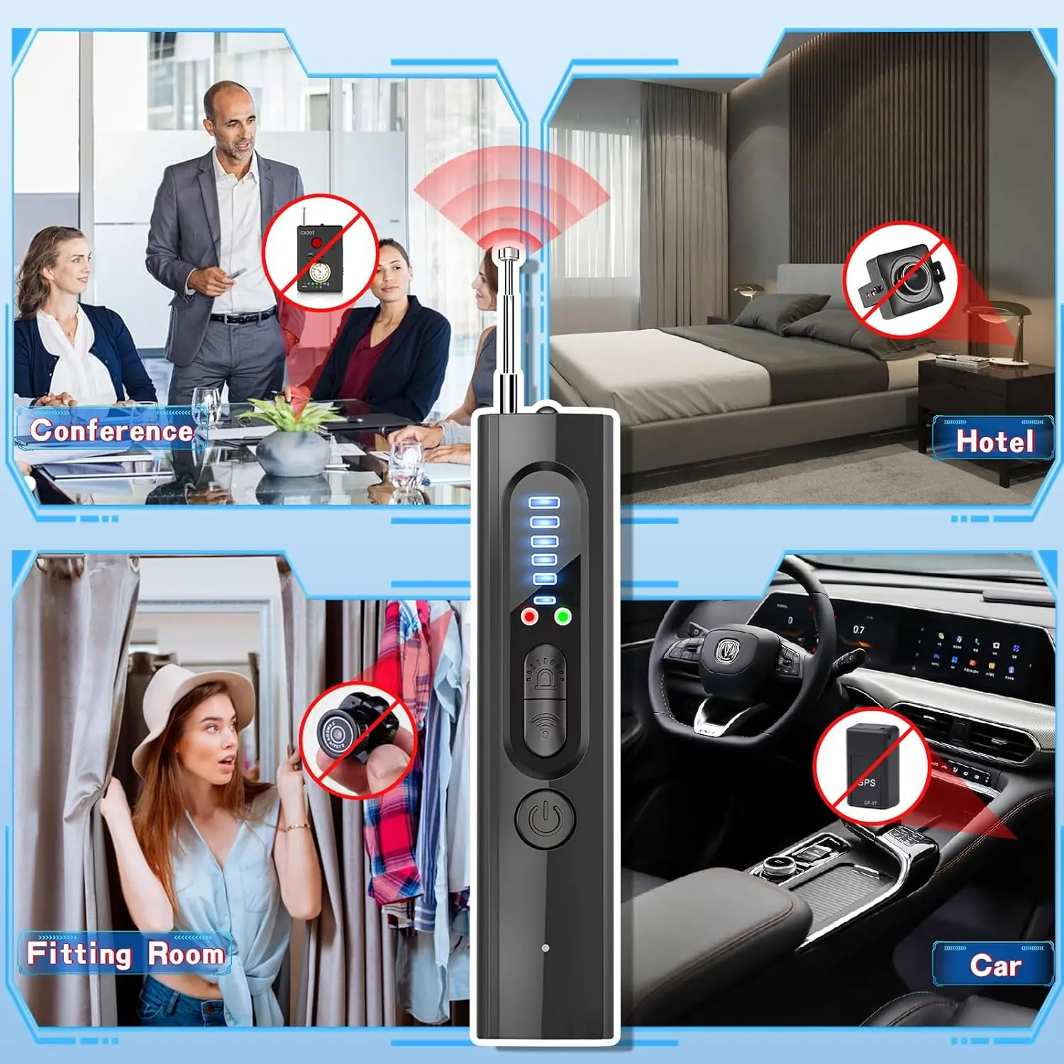 2024 NEW Style X13 Camera GPS Wireless Listening Device Mini Signal Detector Anti Spy Camera Detector