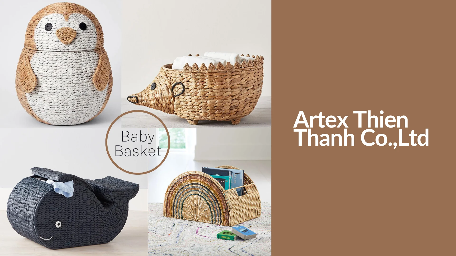 Storage Organizer Natural Wicker Storage Bin Baby Basket With Hello