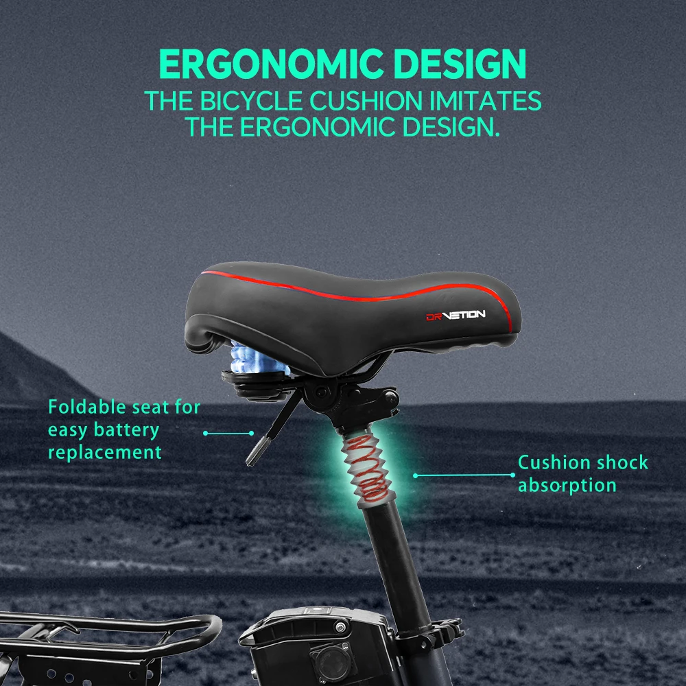 DrVetion At20 Black-Gray Electric Fat Bike 48V 750W up to 45km/h with 10AH/15AH/20AH Motor Options