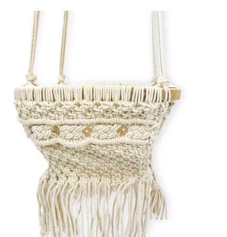 SUNCREAT Sedia amaca da appendere in macramè con cuscino e kit di ferramenta, max 150 kg