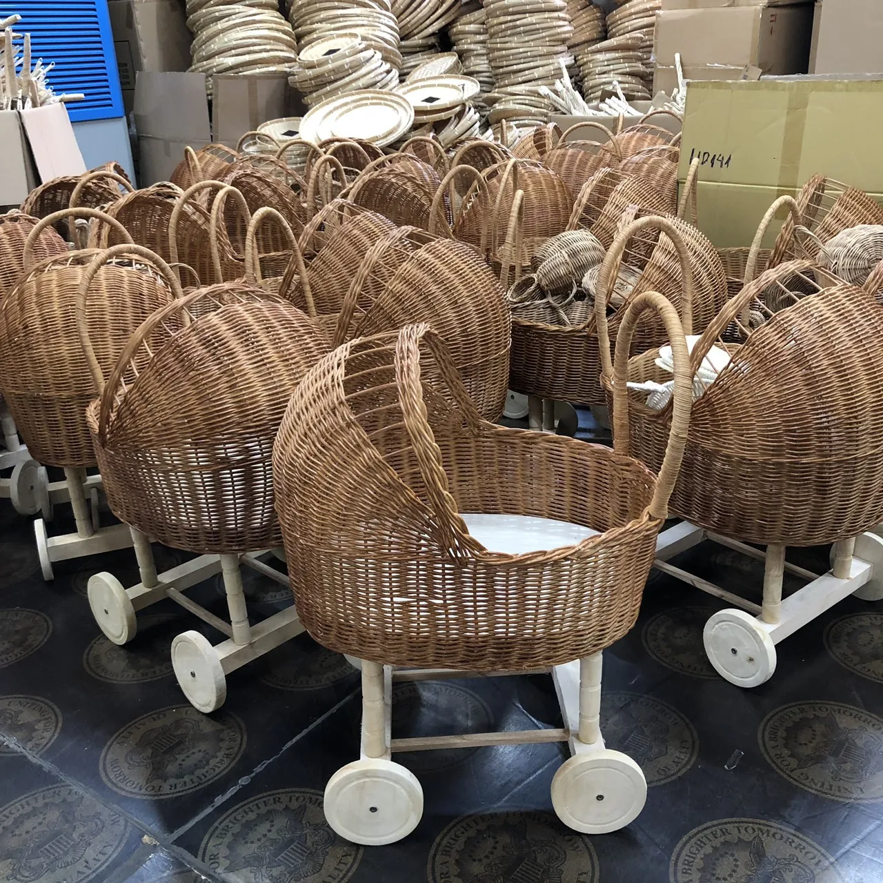 Pink Rattan Doll Stroller - Handmade Wicker Pram for Dolls, Eco ...