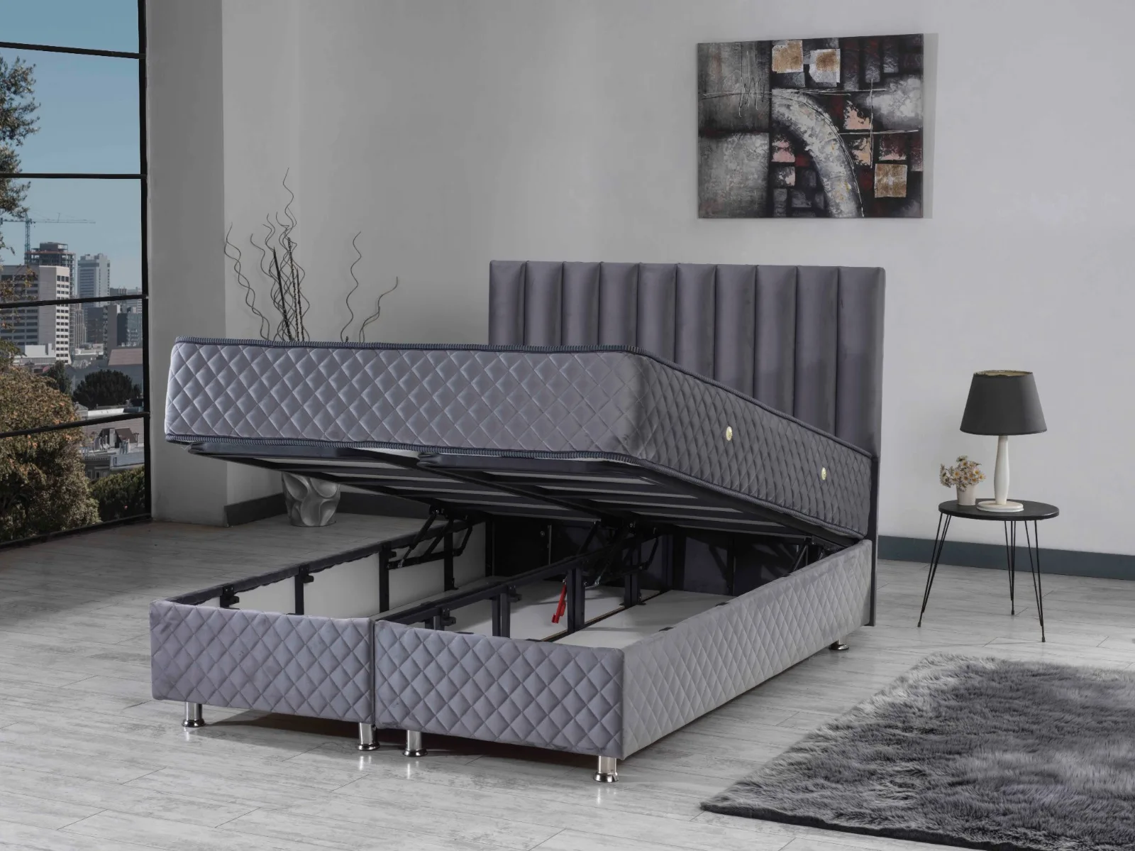 High Gloss Modern King Size Upholstered Beds High Back Bed Design Queen