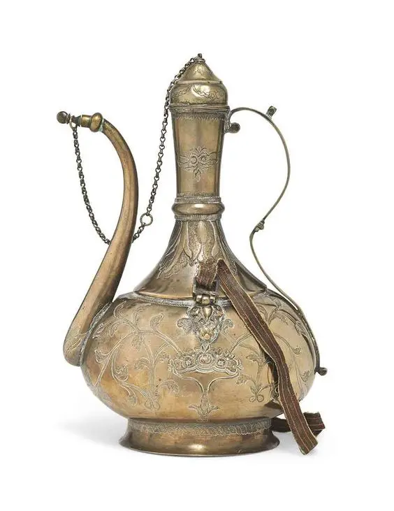 Vintage Solid Brass Aftoba Enamel Pitcher in Custom SIzes, Brass Aftaba Vintage Pitcher, Middle Eastern Tea Pot Antique