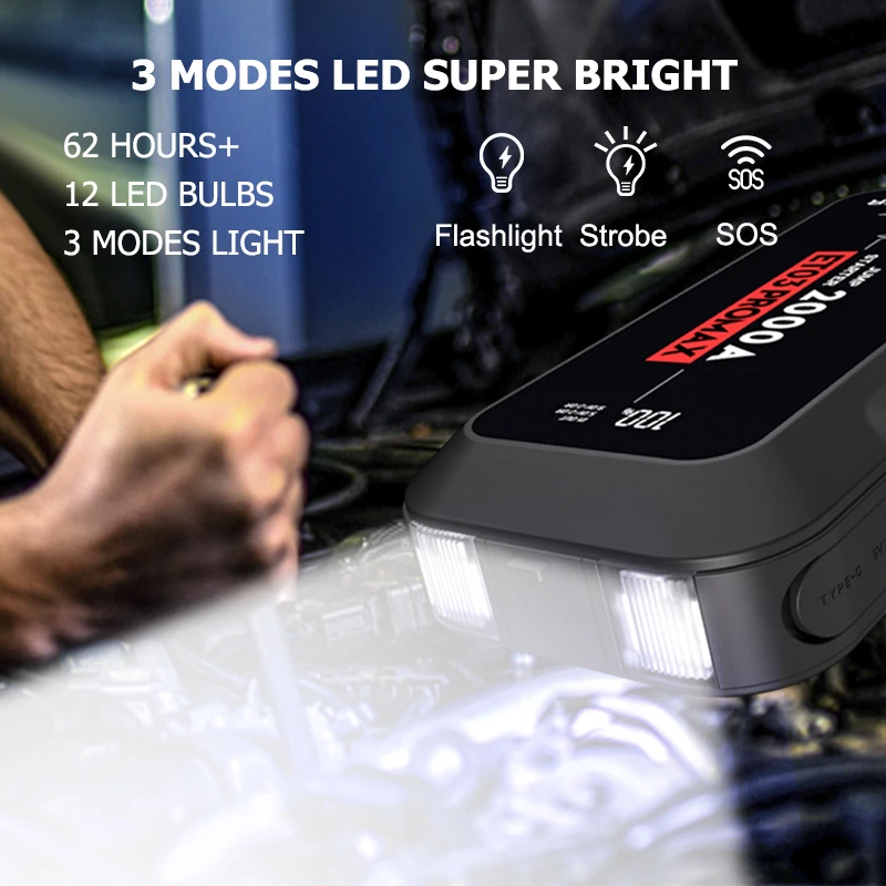 Car Battery Pack Booster Portable Charger Power Bank  Jump Starter Multi-function Jump Start