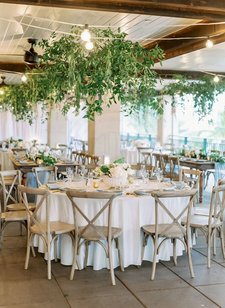 Wholesale Manufacturer Banquet Event Wedding Party Crossback X Chair solid wood stackable oak cross back wooden dining chairs