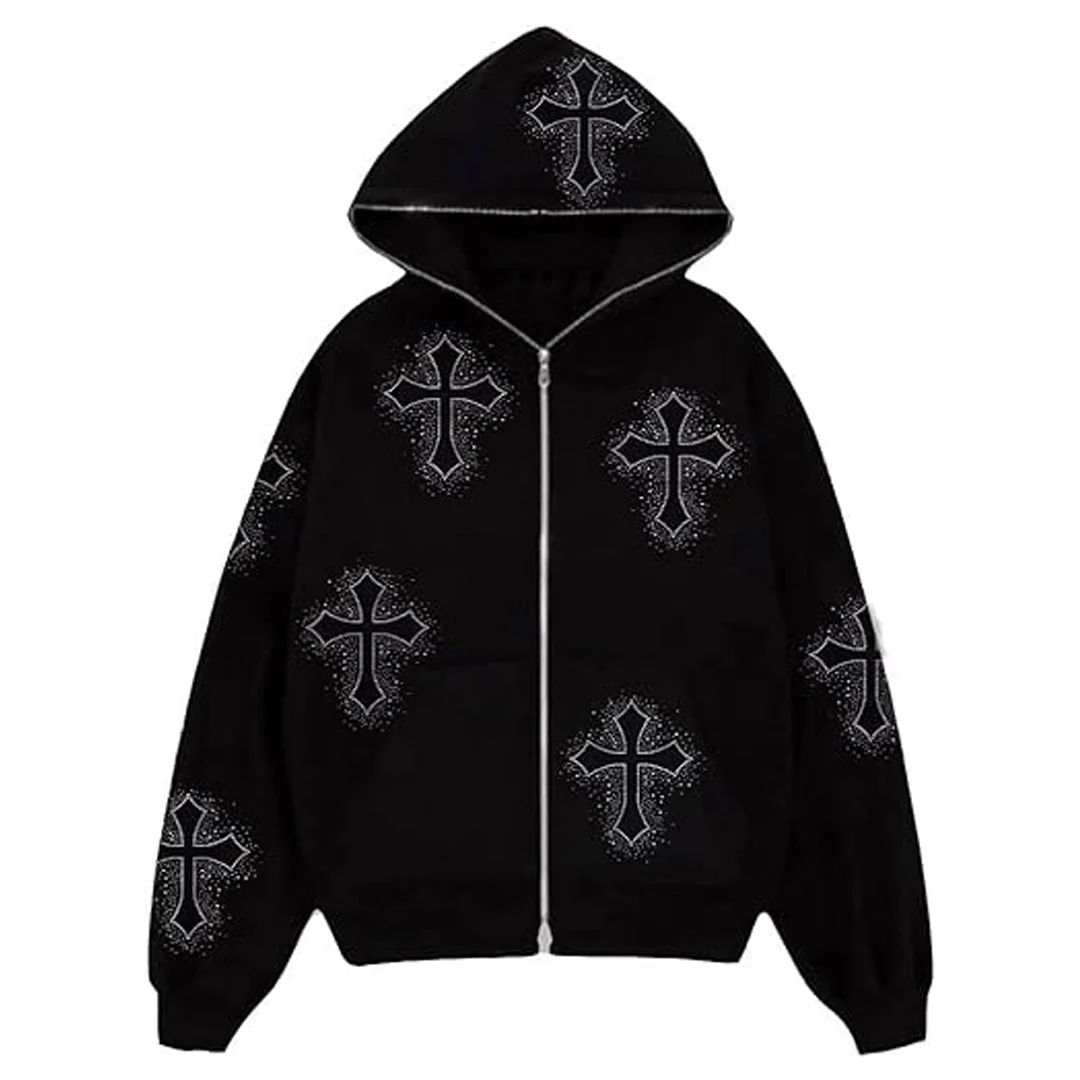 Shop Custom Men's Hoodies with Shiny Rhinestone Logos