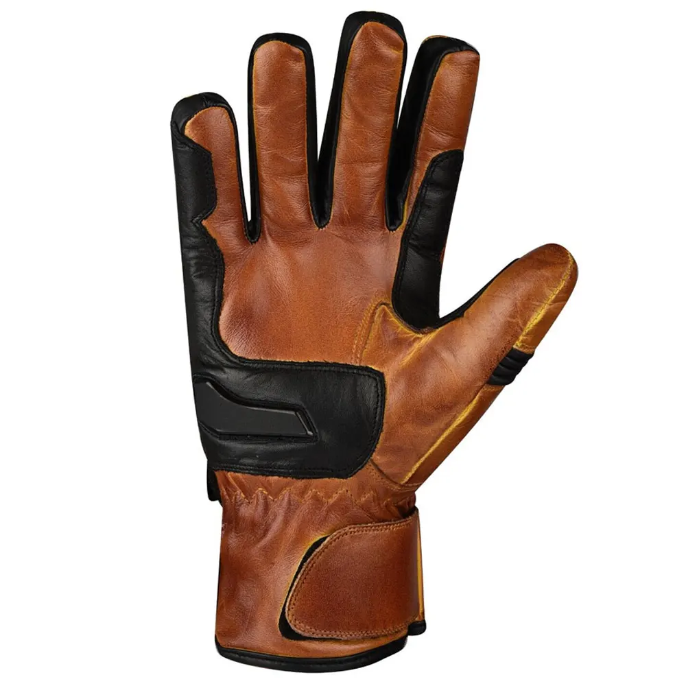 Men's Vintage Premium Waxed Brown Leather Motorcycle Gloves Thermal