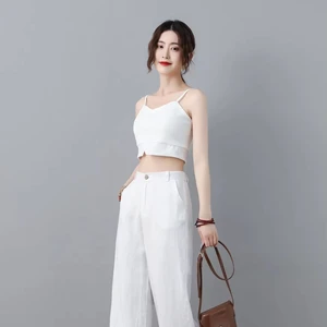 Summer Spring 2025 Custom White Linen pants Wide Leg Linen Pant Summer Linen Pants Women Long Linen Pants Linen Trousers
