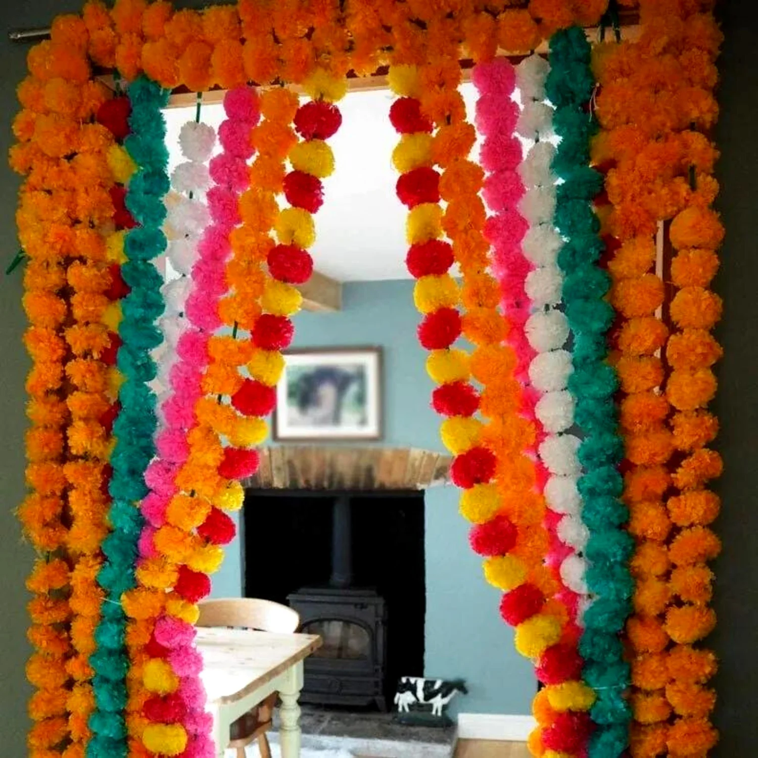 Artificial Marigold Flower Garlands 5 Ft Long Use In Parties