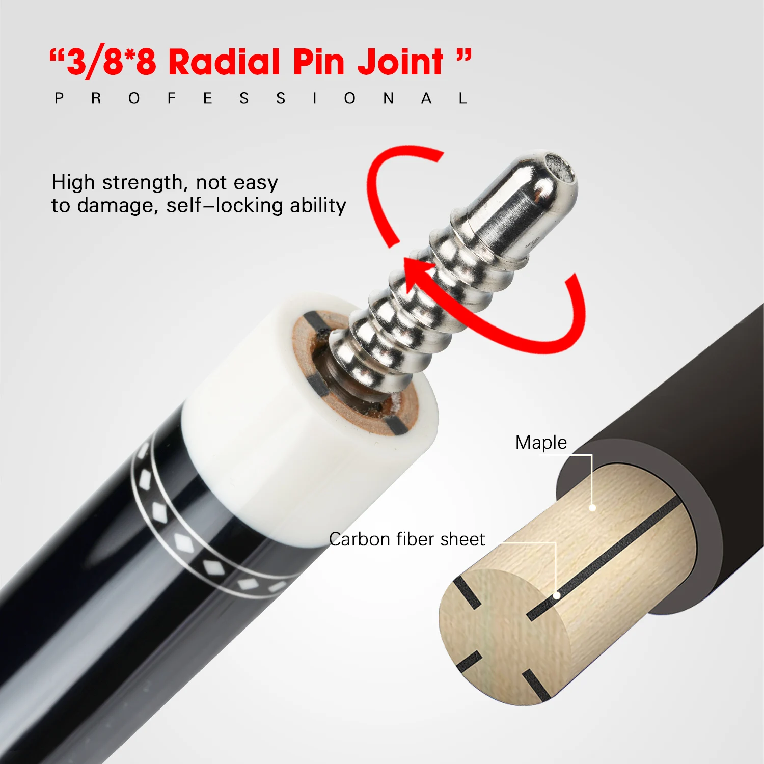 KONLLEN コンラン カーボン プレーシャフト (ラジアルピン ) シングルカーボンシャフトラジアルピン 12.5mm – KONLLEN billiards