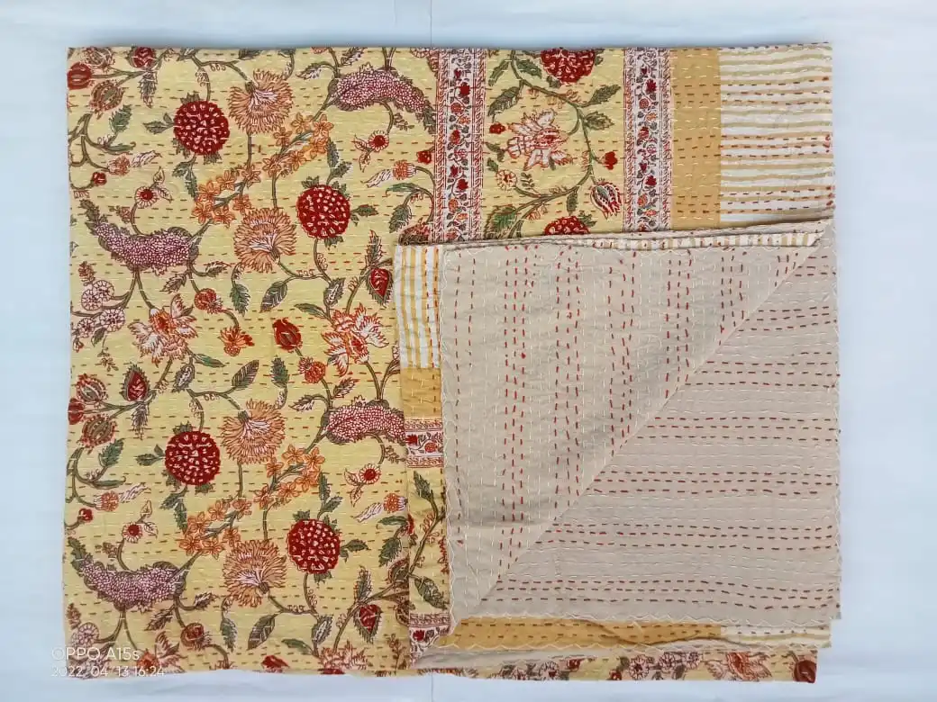 Индийское Покрывало Kantha ручной работы Queen Kantha, King Kantha покрывало, покрывало, покрывало из хлопка