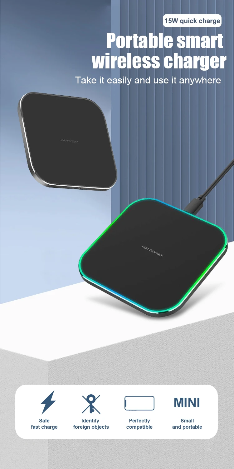 15w Wireless Mobile Phone Charger Pad Wireless Charger Phone Pad For