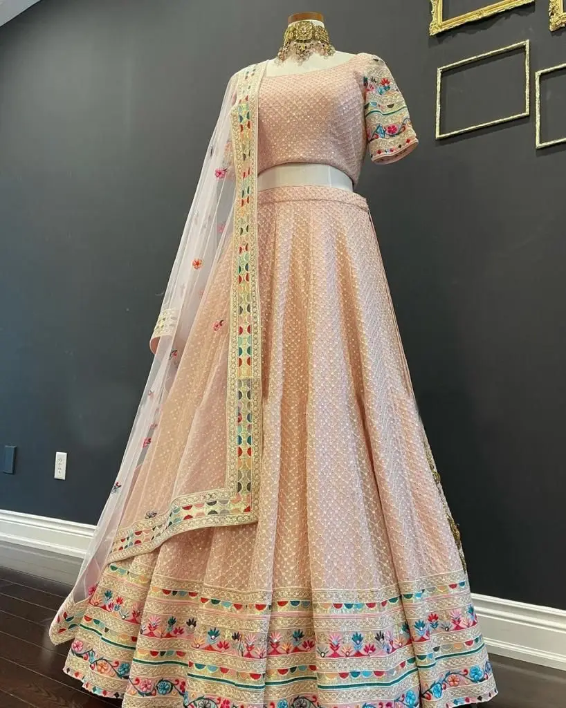 Faux Georgette Thread And Sequence Work For Women