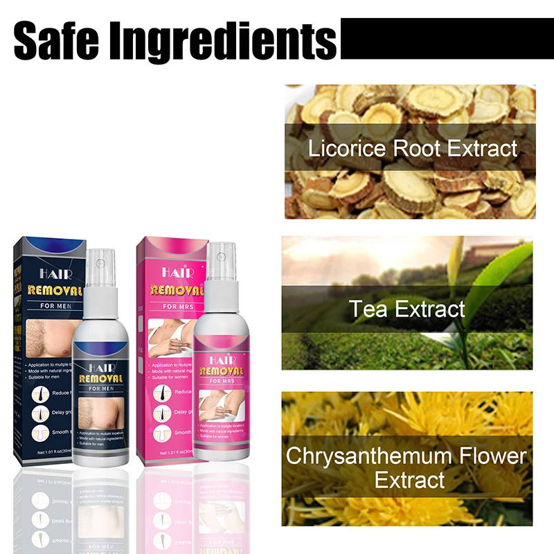 product-750-750 organic selling hair removal spray herbal painless hair removal spray for men and women