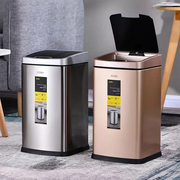 Ck9915 Smart Stainless Steel Trash Can 360 Touch Sensing Waterproof Antifingerprint Garbage Bin